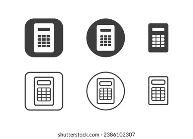 Calculator icon design 6 variations. Isolated on white background.