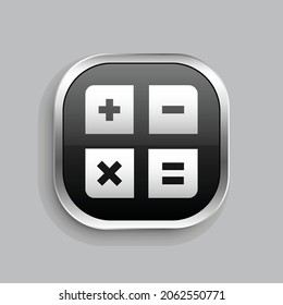 calculator icon design. Glossy Button style rounded rectangle isolated on gray background.. Vector illustration