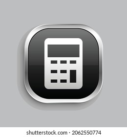 calculator icon design. Glossy Button style rounded rectangle isolated on gray background.. Vector illustration