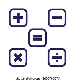 calculator icon design template. flat addition, subtraction, multiplication, division, and equals symbol on white background. math vector.