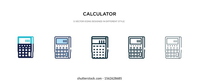 calculator icon in different style vector illustration. two colored and black calculator vector icons designed in filled, outline, line and stroke style can be used for web, mobile, ui