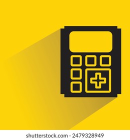 icono de calculadora con sombra paralela sobre fondo amarillo