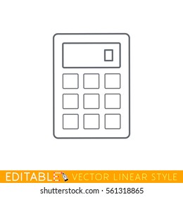 Calculator icon. Editable line. Stock vector illustration.