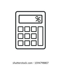 Calculator icon or education mathematics element icon isolated on white background