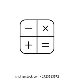 Calculator icon in flat black line style, isolated on white background 