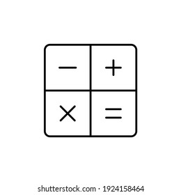 Calculator icon in flat black line style, isolated on white background 