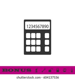 Calculator icon flat. Black pictogram on white background. Vector illustration symbol and bonus button
