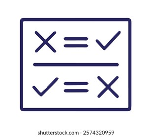 Calculator icon in flat blue line style, isolated on white background