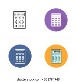 Calculator icon. Flat design, linear and color styles. Isolated vector illustrations