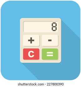 Calculator icon (flat design with long shadows)