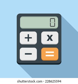 Calculator icon, flat design with long shadow, vector eps10 illustration