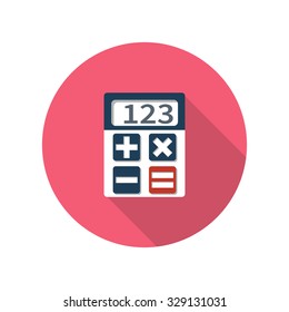 calculator icon, flat design with long shadow. vector illustration. Design elements for mobile and web applications.