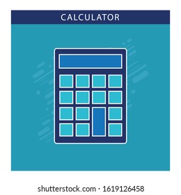 Calculator icon flat design on blue background