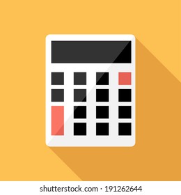 Calculator icon. Flat design style modern vector illustration. Isolated on stylish color background. Flat long shadow icon. Elements in flat design.