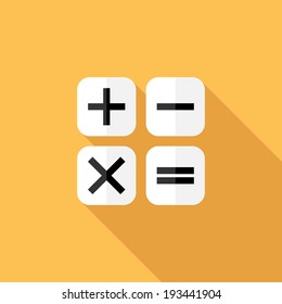 Calculator icon. Flat design style modern vector illustration. Isolated on stylish color background. Flat long shadow icon. Elements in flat design.