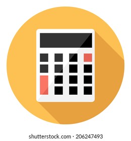 Calculator icon. Flat design style modern vector illustration. Isolated on stylish color background. Flat long shadow icon. Elements in flat design.