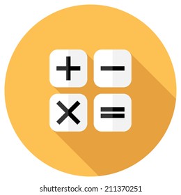 Calculator icon. Flat design style modern vector illustration. Isolated on stylish color background. Flat long shadow icon. Elements in flat design.