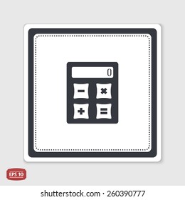 Calculator icon. Flat design style. Made in vector illustration. Emblem or label with shadow.