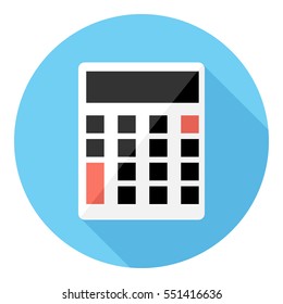 Calculator icon. Flat design style modern vector illustration. Isolated on stylish color background. Flat long shadow icon. Elements in flat design.