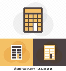 Calculator icon flat design with yellow and brown color