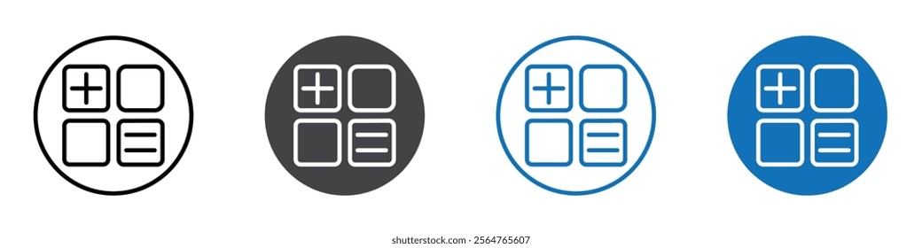 Calculator icon flat editable icon mark set.