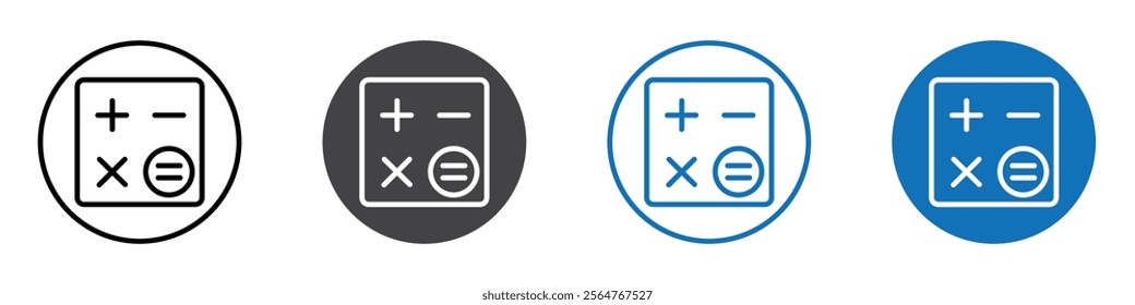 Calculator icon flat editable icon mark set.