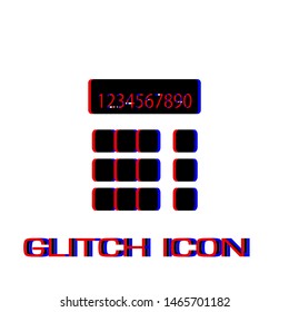 Calculator icon flat. Simple pictogram - Glitch effect. Vector illustration symbol