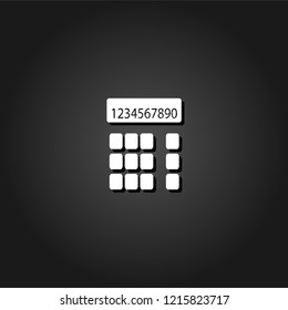 Calculator icon flat. Simple White pictogram on black background with shadow. Vector illustration symbol