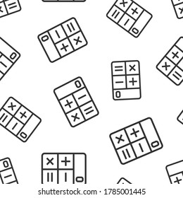 Calculator icon in flat style. Calculate vector illustration on white isolated background. Calculation seamless pattern business concept.