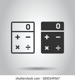 Calculator icon in flat style. Calculate vector illustration on white isolated background. Calculation business concept.