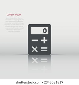Calculator icon in flat style. Calculate vector illustration on white isolated background. Calculation business concept.