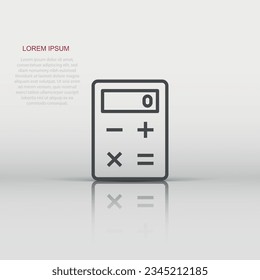 Calculator icon in flat style. Calculate vector illustration on white isolated background. Calculation business concept.