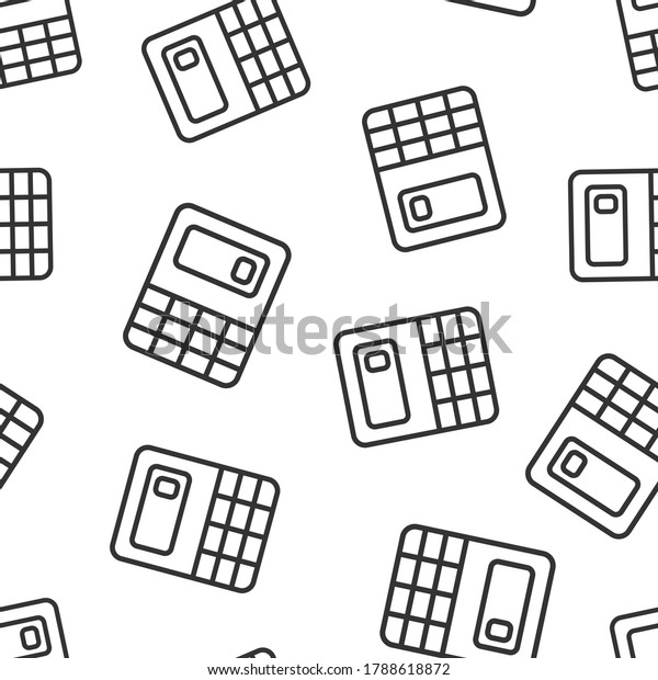 Calculator icon in flat style. Calculate vector\
illustration on white isolated background. Calculation seamless\
pattern business\
concept.