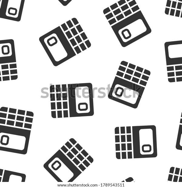 Calculator icon in flat style. Calculate vector\
illustration on white isolated background. Calculation seamless\
pattern business\
concept.