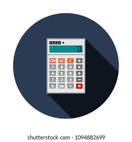 Calculator icon in flat style. Calculator isolated on a blue background. Vector electronic calculator.