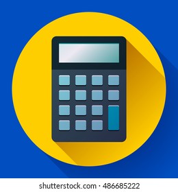 Calculator icon flat style isolated on colored background. Vector electronic calculation.