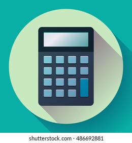 Calculator icon flat style isolated on colored background. Vector electronic calculation.
