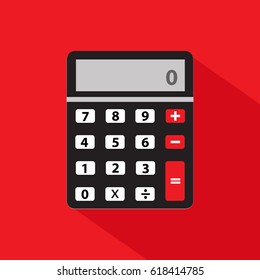 Calculator icon in flat style. Calculator isolated on a colored background. Vector electronic calculator.