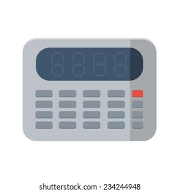 Calculator icon in flat style on white background, vector illustration.