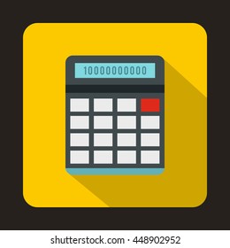 Calculator icon in flat style on a yellow background