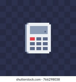 Calculator icon. Flat style. Pixel art. Isolated abstract illustration.