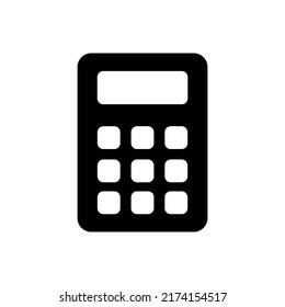 Calculator Icon In Flat Style. Savings, Finances Symbol Isolated On White Background. Simple Calculate Abstract Icon In Black. Vector Illustration For Graphic Design, Web, App, UI, Mobile App.