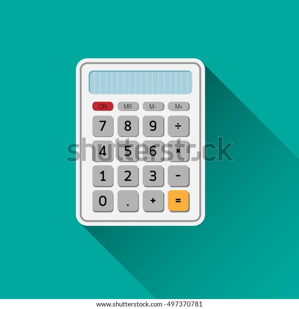 Calculator icon in flat style. Vector\
Calculator isolated on a colored\
background.
