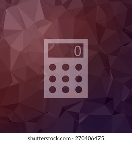 Icono de calculadora en estilo plano para web y móvil, moderno diseño minimalista plano. Icono blanco vectorial sobre fondo poligonal abstracto