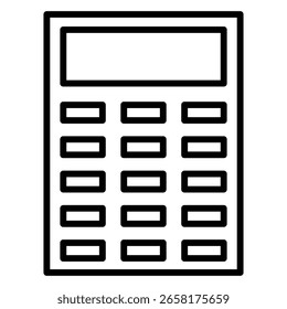Icono de calculadora Icono de arte de contorno delgado plano Logo