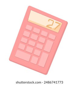 Calculator icon in flat vector style isolated on white background. An accountant calculates finances and counts. Economics, accounting concept. School supplies, back to school concept