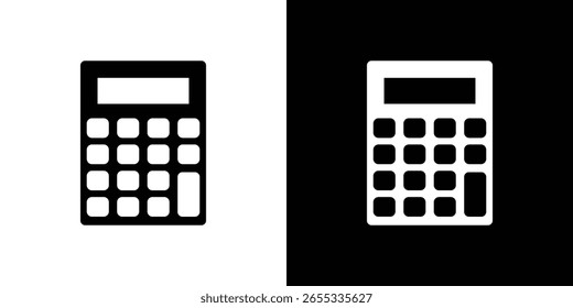 Icono de la calculadora en versión plana sobre fondo blanco y negro