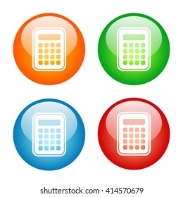 Calculator Icon with Four Glass Button Icon Colors