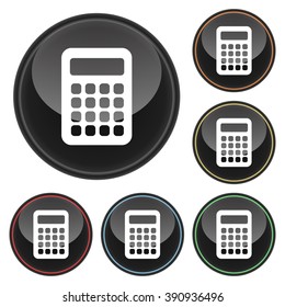 Calculator Icon Glossy Button Icon Set in With Various Color Highlights
