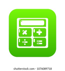 Calculator icon green vector isolated on white background